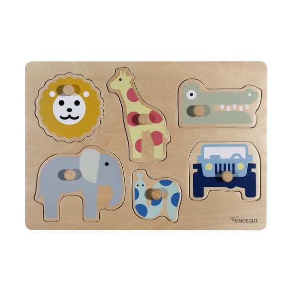 Drevené vkladacie puzzle (počet dielikov 6) Safari – Kindsgut