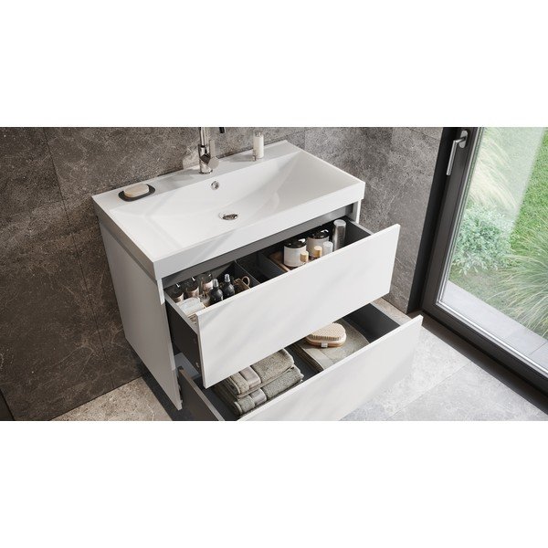 Biela matná závesná skrinka pod umývadlo 81x65 cm Bodera – Germania-image-1