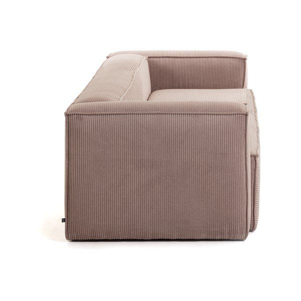 Ružová menčestrová pohovka Kave Home Blok, 240 cm-image-4