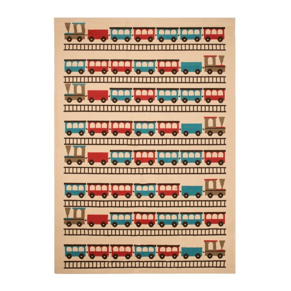 Detský hnedý koberec Zala Living Train, 140 × 200 cm