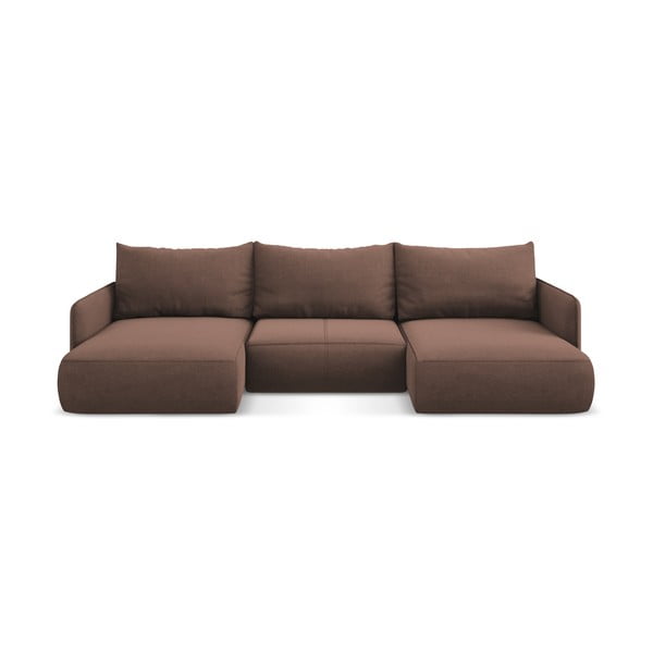 Ružová rozkladacia/s úložným priestorom rohová pohovka Nanea – Makamii