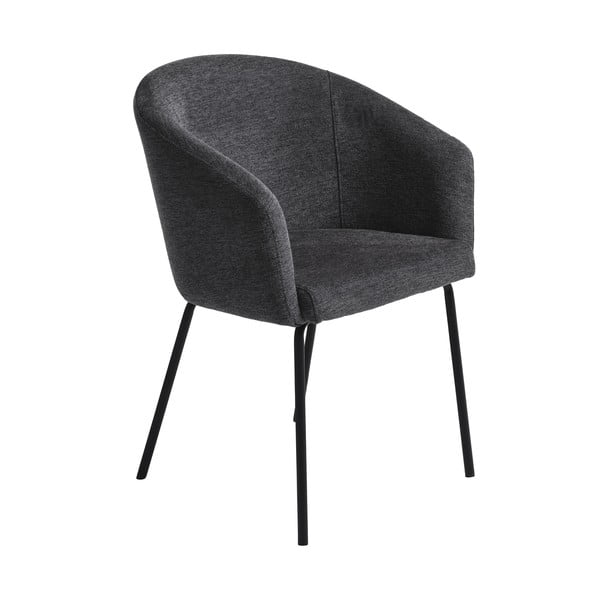 Tmavosivé čalúnené jedálenské kreslo s podrúčkami Easton – Unique Furniture