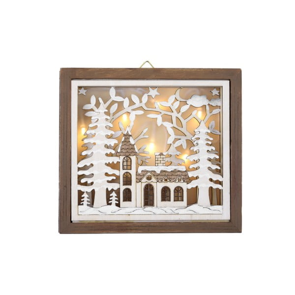 Vianočná malá nástenná dekorácia na stenu s LED osvetlením Ego dekor, výška 17 cm