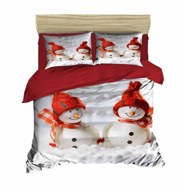 Sada obliečky a plachty na dvojposteľ Christmas Snowmen, 200 × 220 cm