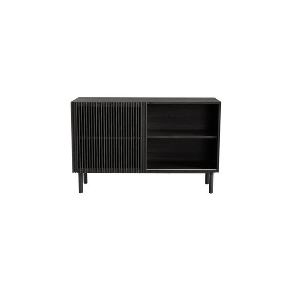 Čierna skrinka v dekore jaseňa s posuvnými dverami 124x80x45 cm Sion – Jotex-image-4