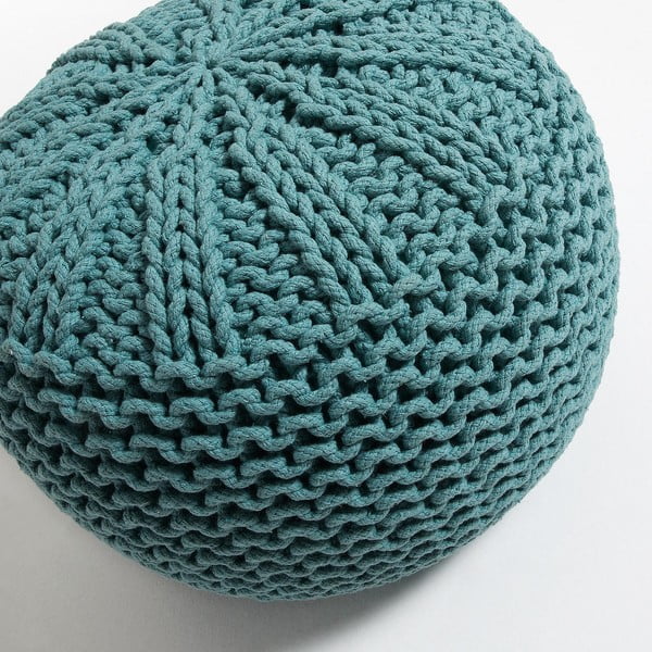 Tyrkysovomodrý sedací puf Kave Home Shore-image-1