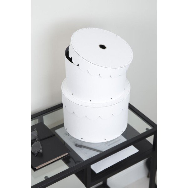 Biele kartónové úložné boxy v súprave 2 ks s vekom ø 26x17,5 cm Wilma Paper Laminate – Bigso-image-1