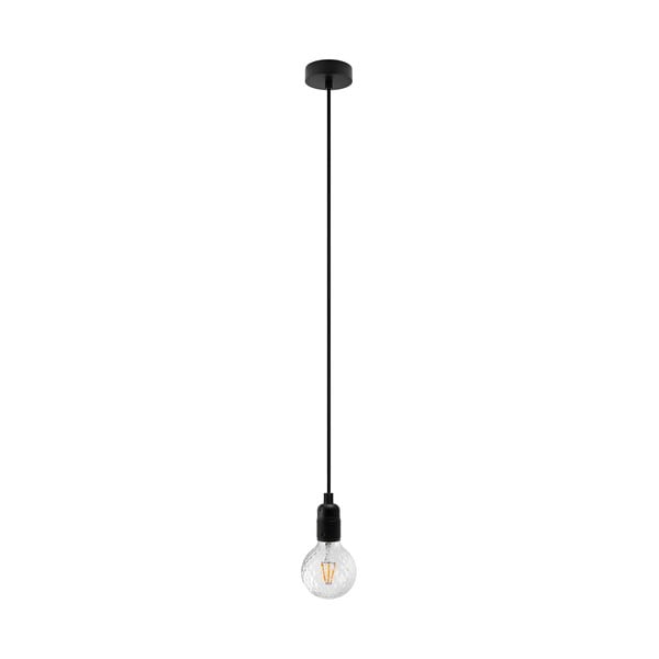 Čierne závesné svietidlo so žiarovkou Bulb Attack Uno Basic Globe Clear