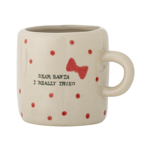 Béžový hrnček s vianočným motívom z kameniny 250 ml Christy – Bloomingville
