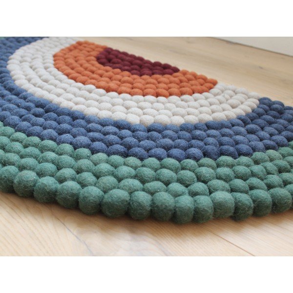 Detský guľôčkový vlnený koberec Wooldot Ball rugs Rainbow Green-image-1