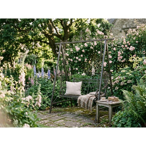Čierna kovová záhradná hojdačka Kari - Garden Pleasure-image-3