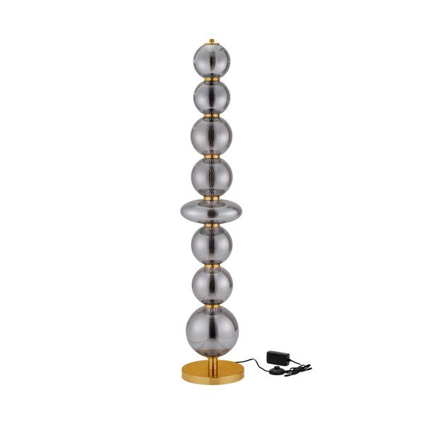 Sivá kovová LED stojacia lampa so stmievačom so skleneným tienidlom (výška  140 cm) Navi – Nova Luce