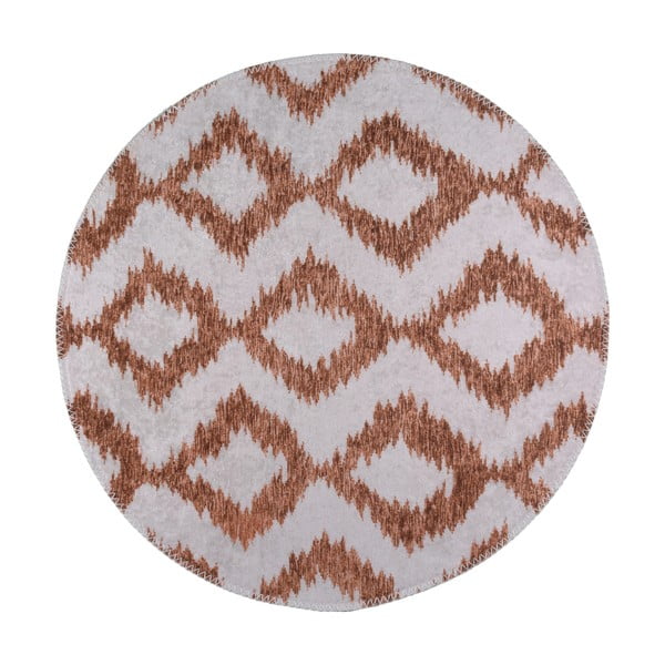 Bielo-oranžový umývateľný okrúhly koberec ø 120 cm - Vitaus