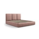 Svetloružová čalúnená dvojlôžková posteľ s úložným priestorom s roštom 140x200 cm Brody – Mazzini Beds