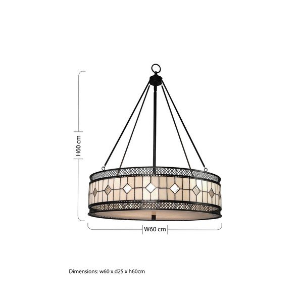 Kovové závesné svietidlo so skleneným tienidlom ø 60 cm Waldorf – Premier Housewares-image-4