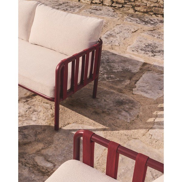 Červená/béžová hliníková záhradná lounge súprava pre 4 osoby Omala – Kave Home-image-3
