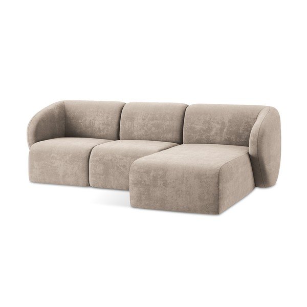 Svetlohnedá ženilková rohová pohovka (pravý roh/s leňoškou) Lani – Makamii-image-4