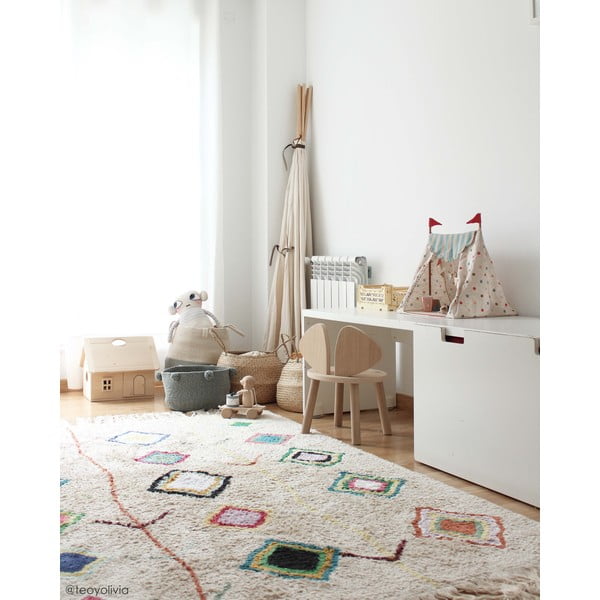 Krémový prateľný ručne tkaný bavlnený koberec 140x200 cm Kaarol – Lorena Canals-image-3