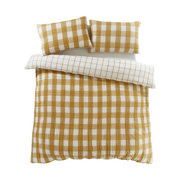 Žlté flanelové obliečky na jednolôžko 135x200 cm Gingham Check – Catherine Lansfield-image-2