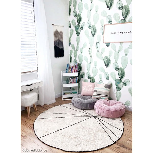 Krémový prateľný ručne tkaný bavlnený okrúhly koberec ø 160 cm Trace Beige – Lorena Canals-image-3