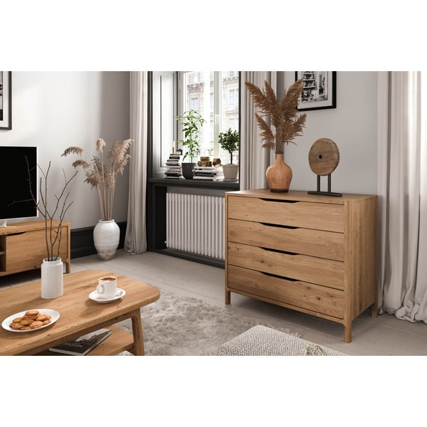 Nízka komoda z dubového dreva v prírodnej farbe 95x80 cm Twig – The Beds-image-1