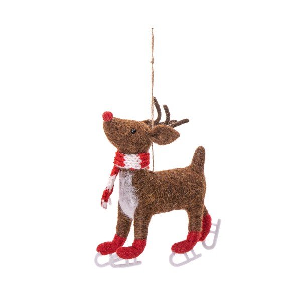 Textilná ručne vyrobená vianočná ozdoba 13 cm Skating Rudolph – Sass & Belle