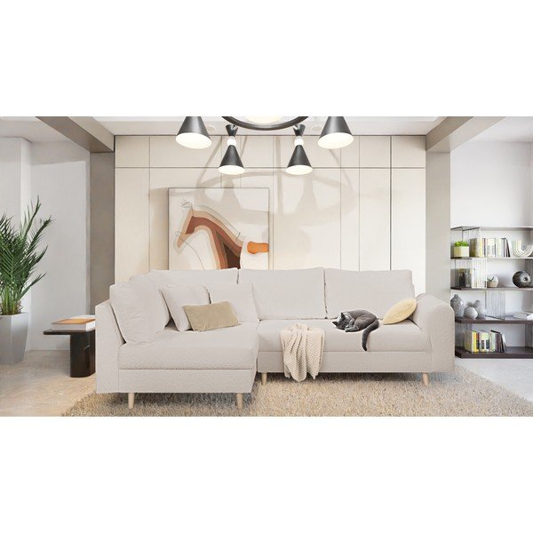 Béžová rohová pohovka z textílie buklé (ľavý roh) Ariella – Ropez-image-1