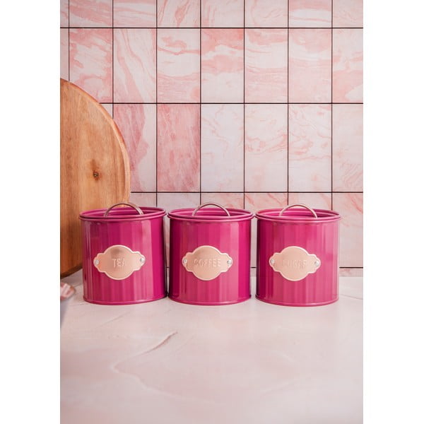 Červené oceľové dózy na potraviny v súprave 3 ks - Kitchen Craft-image-1