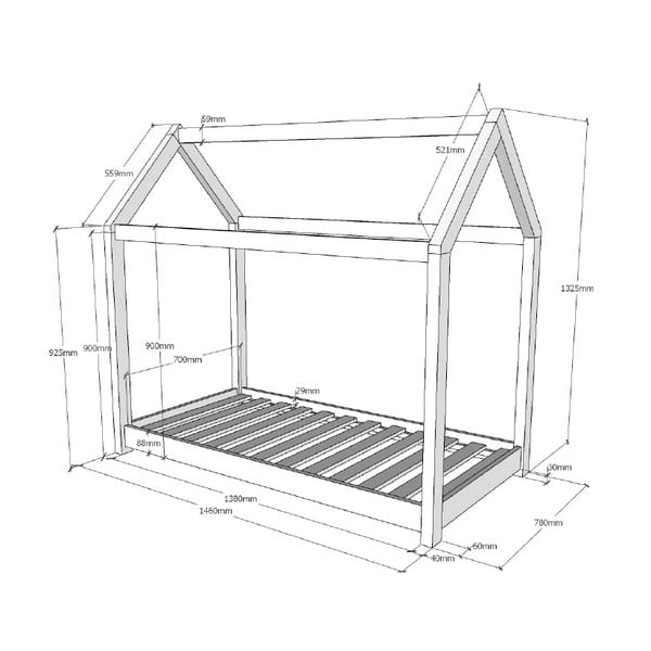 Detská domčeková posteľ Vipack Cabane, 70 x 140 cm-image-3