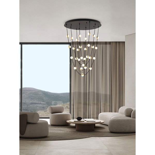 Matne čierne hliníkové LED závesné svietidlo so stmievačom s tienidlom z akrylového skla ø 84 cm Alcinoe – Nova Luce-image-1