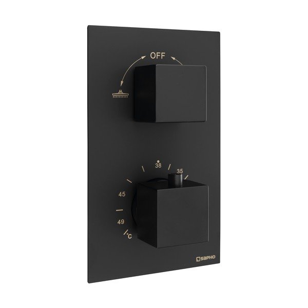 Matne čierna podomietková sprchová batéria (2 výstupy) Latus – Sapho-image-1