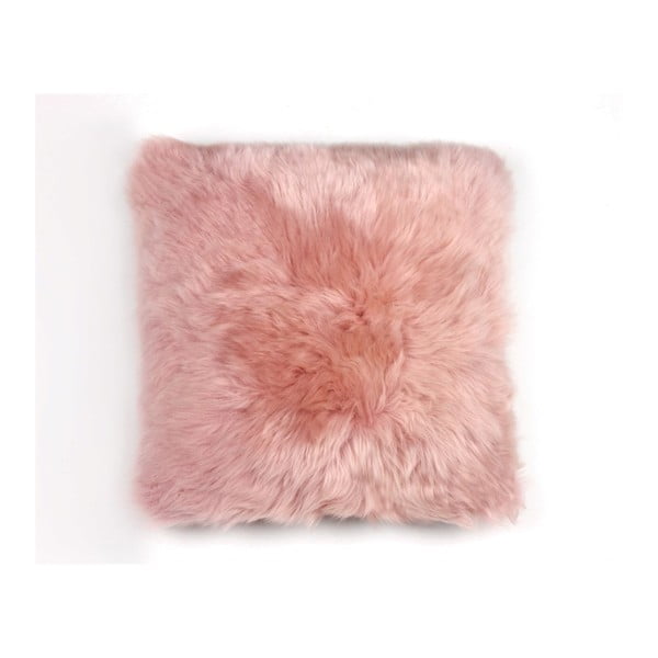 Ružový vlnený vankúš z ovčej kožušiny Auskin Kelso, 35 × 35 cm