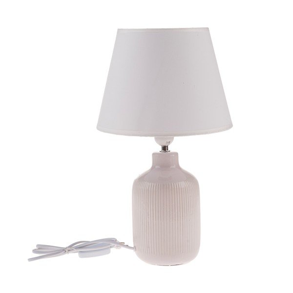 Krémová stolová lampa s textilným tienidlom (výška 41 cm) – Dakls-image-1