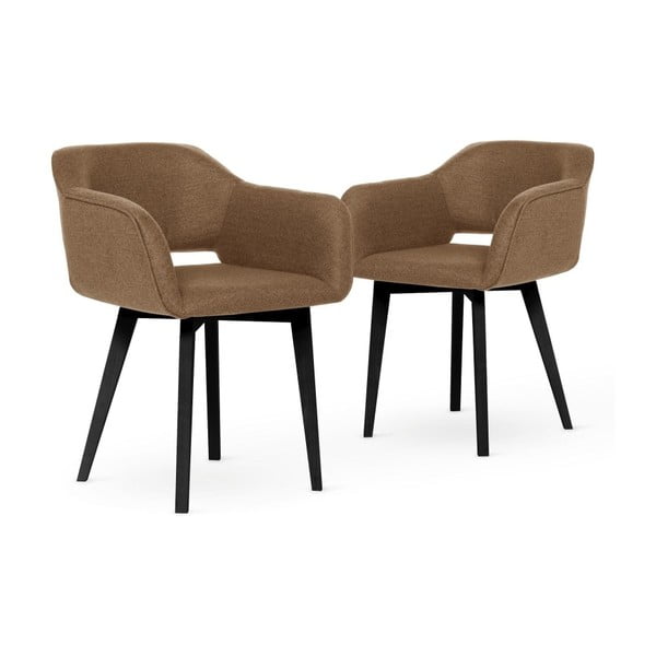 Sada 2 hnedých stoličiek s čiernymi nohami My Pop Design Oldenburg