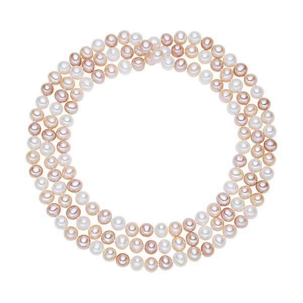Bielo-ružový perlový náhrdelník Chakra Pearls, 120 cm