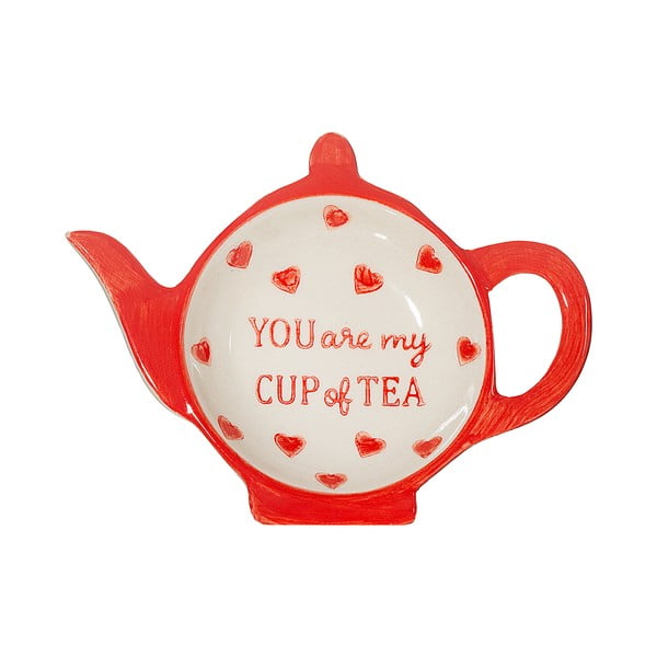 Červeno-biela keramická odkladacia miska na čajové vrecko You are My Cup of Tea – Sass &amp; Belle