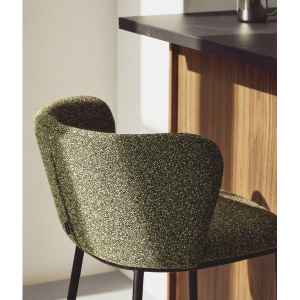 Tmavozelená čalúnená barová stolička (výška sedadla 65 cm) Ciselia – Kave Home-image-2