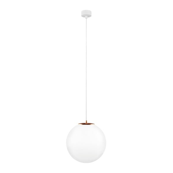 Biele stropné svietidlo s bielym káblom a detailom v medenej farbe Sotto Luce Tsuri, ∅ 30 cm