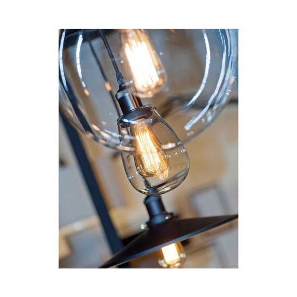 Čierne závesné svietidlo so skleneným tienidlom ø 30 cm Warsaw – it's about RoMi-image-2