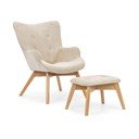 Béžové menčestrové kreslo s podnožkou Niko – Ropez