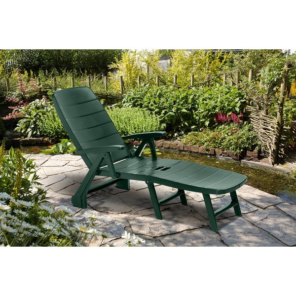 Tmavozelené plastové záhradné ležadlo Roma – Keter-image-1
