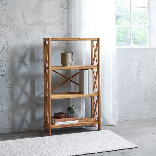 Regál z dubového dreva v prírodnej farbe 70x124 cm X-Shelf – Unique Furniture-image-1