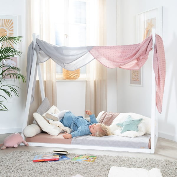 Biela domčeková detská posteľ 70x140 cm Montessori – Roba-image-3