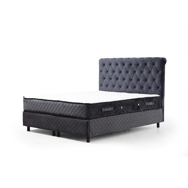 Tmavomodrá boxspring posteľ s úložným priestorom 160x200 cm Sonata – Kalune Design