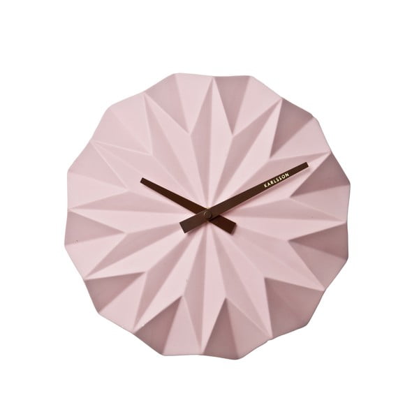 Ružové nástenné hodiny Karlsson Origami