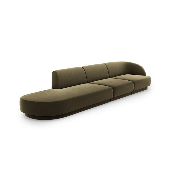 Zelená zamatová pohovka 302 cm Miley – Micadoni Home-image-3