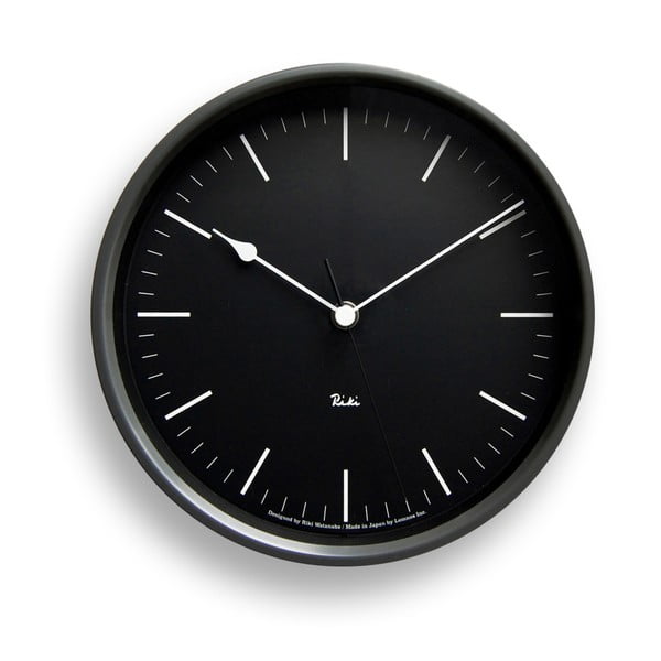 Čierne nástenné hodiny Lemnos Clock Riki-Riki, ⌀ 20,4 cm
