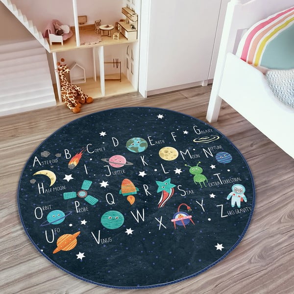 Tmavomodrý detský koberec ø 100 cm Comfort – Mila Home-image-3