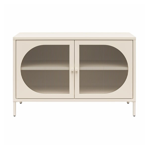 Krémovobiela kovová vitrína 100x64x40 cm Luna – Støraa