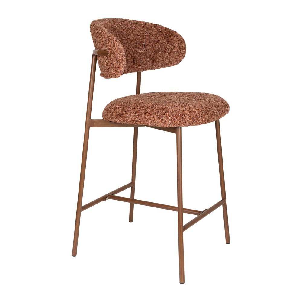 E-shop Čalúnená barová stolička v terakotovej farbe (výška sedadla 65 cm) Claes – White Label